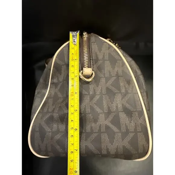 Michael Kors Dark Brown Monogram Satchel - Brown Logo - GENTLY USED - Picture 8 of 9
